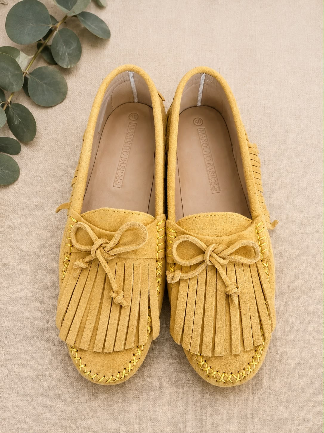 Mocasín flecos Mostaza