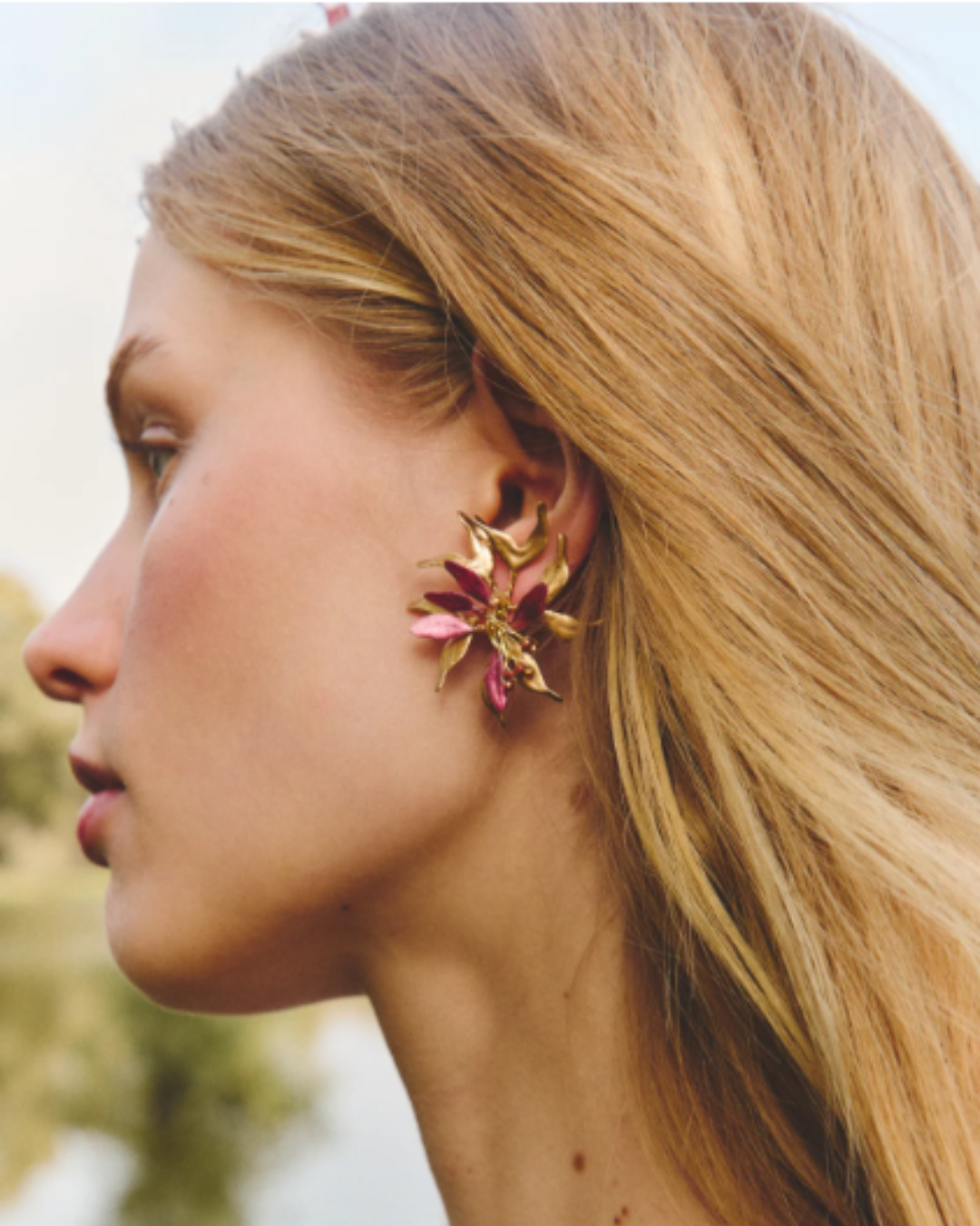 Pendientes Petalo fresa