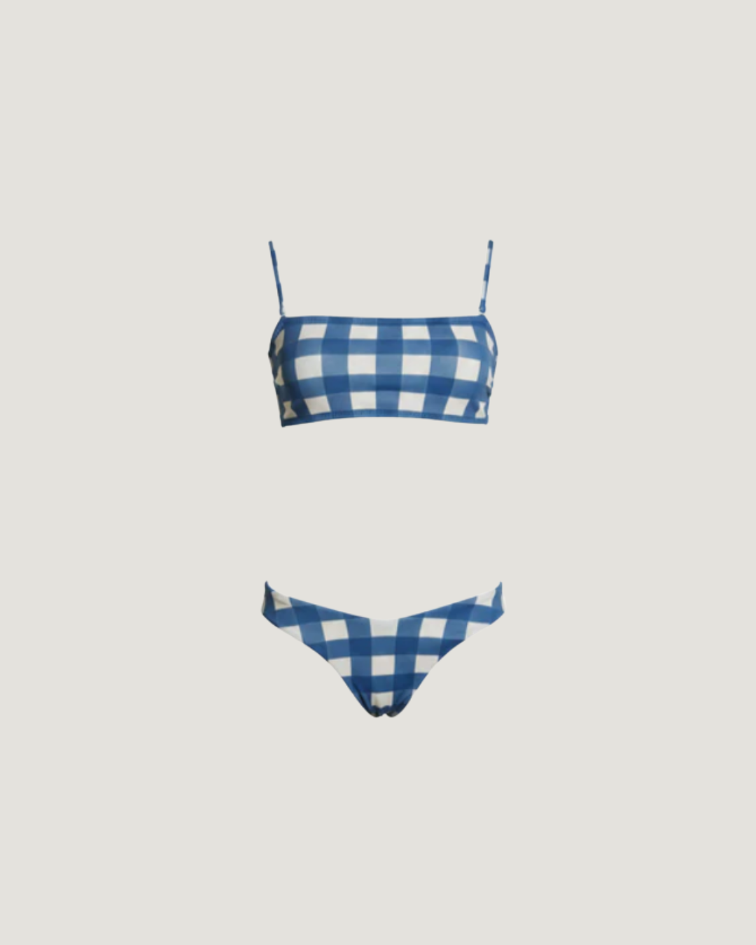 BLUE GINGHAM BANDEAU BIKINI TOP