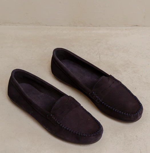 Mocasines ante azul marino