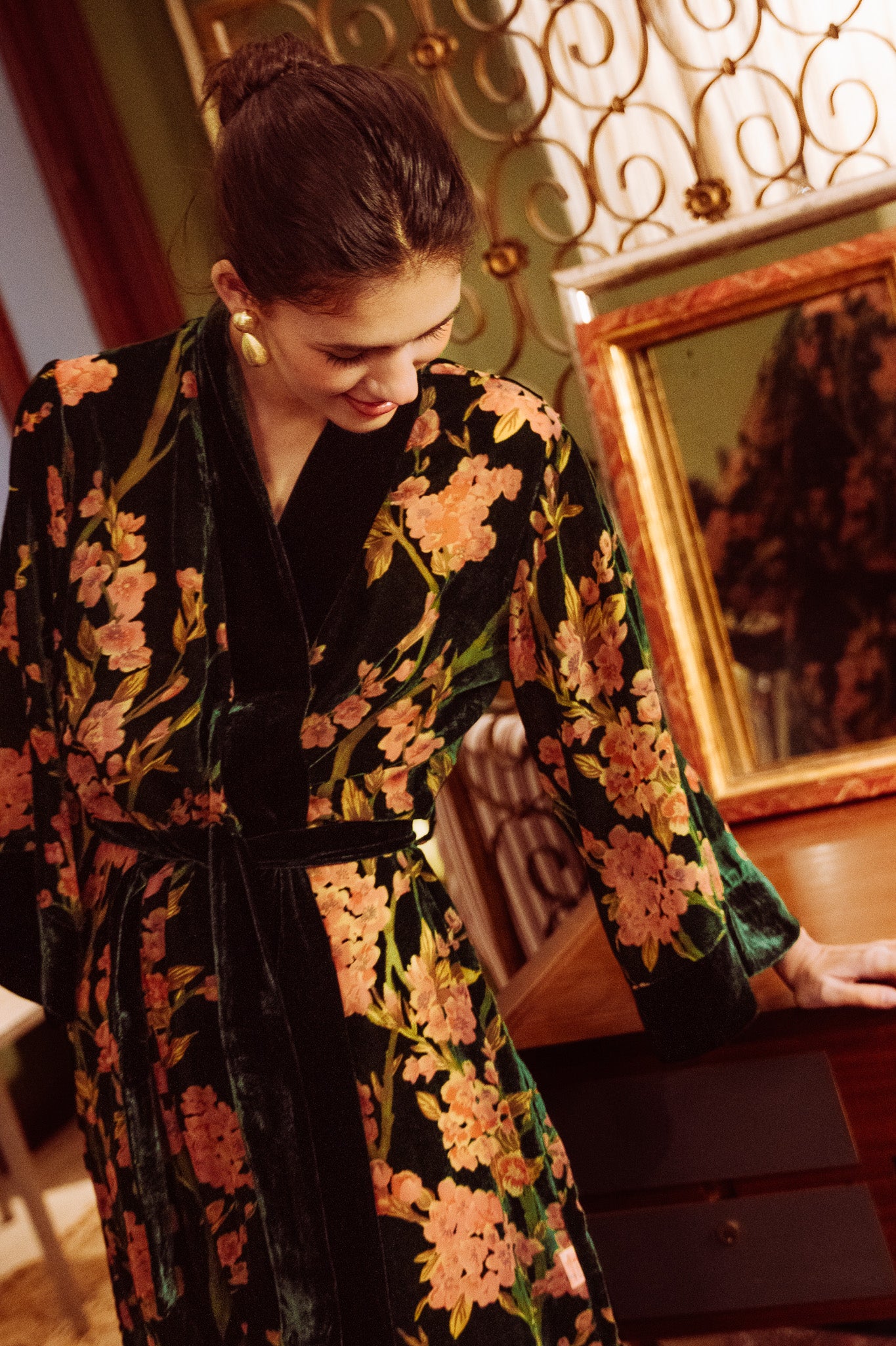 Kimono terciopelo Kyoto verde