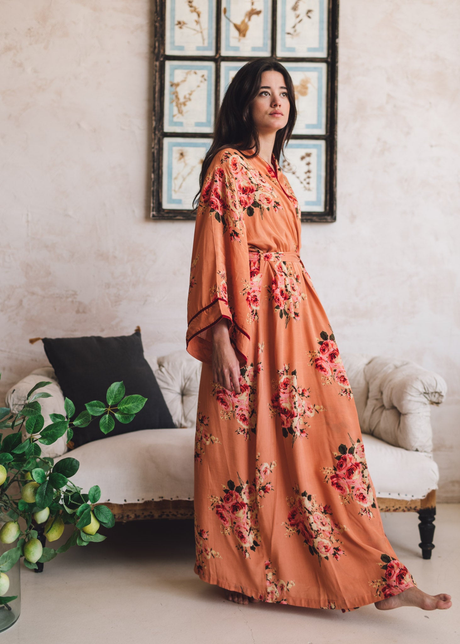 Kimono floral nude