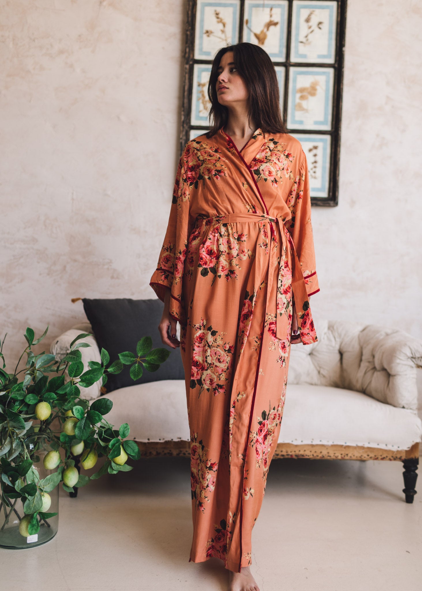 Kimono floral nude