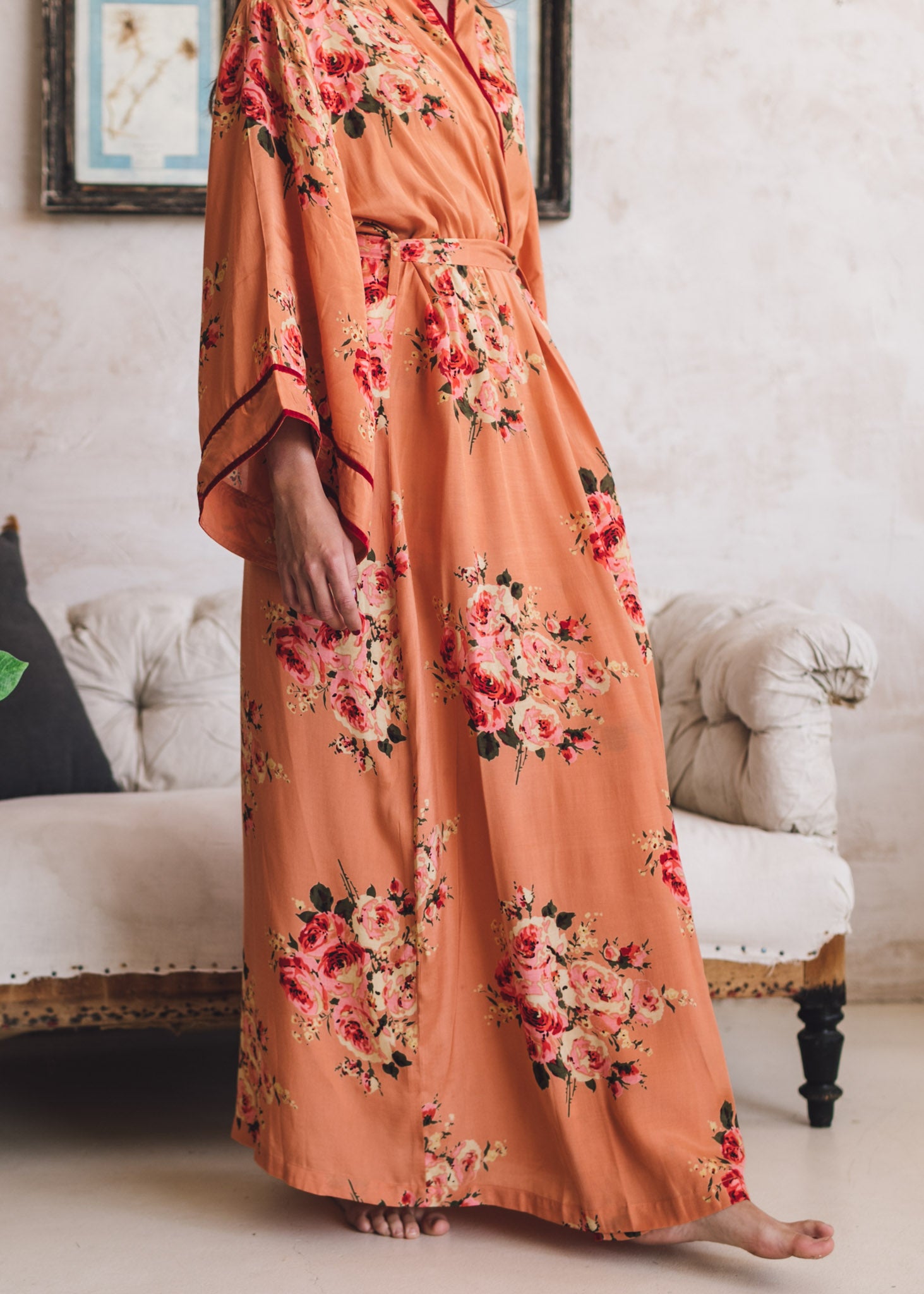 Kimono floral nude
