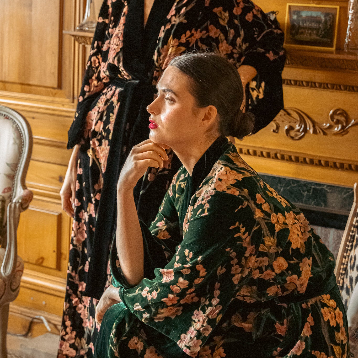 Kimono terciopelo Kyoto verde