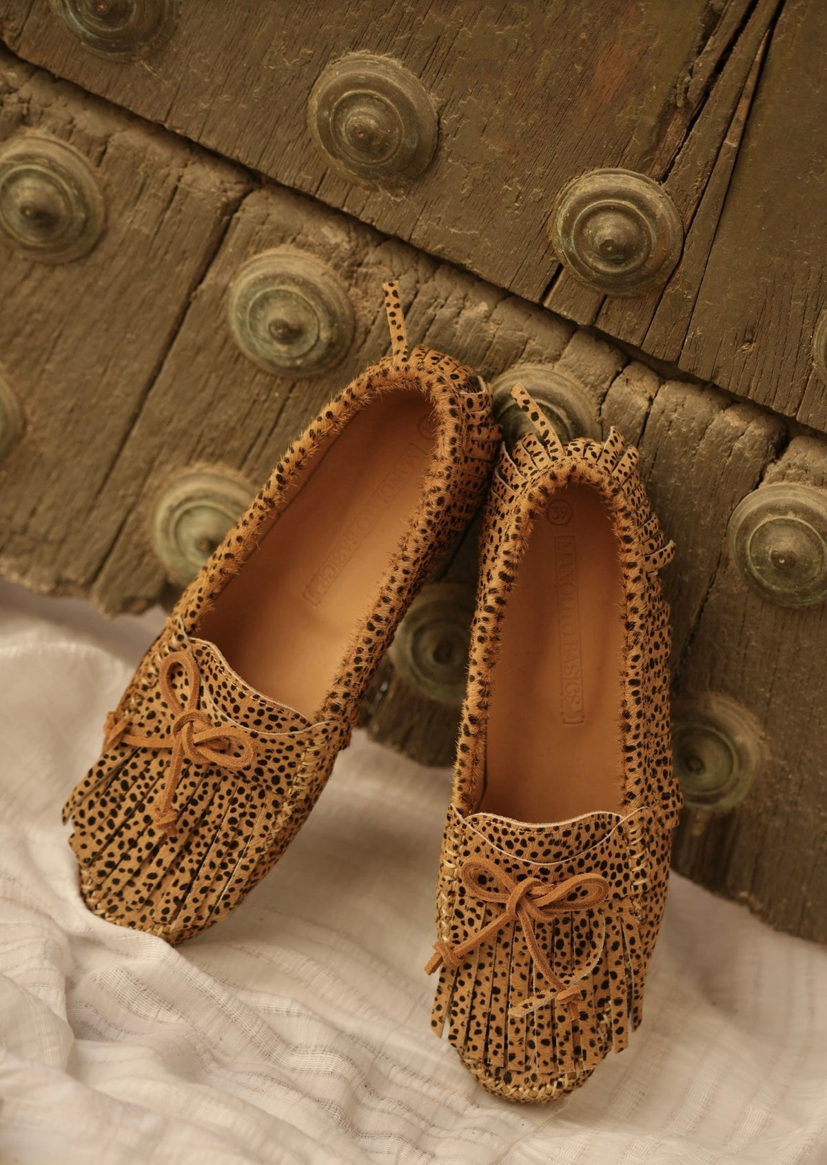 Mocasines de piel topos