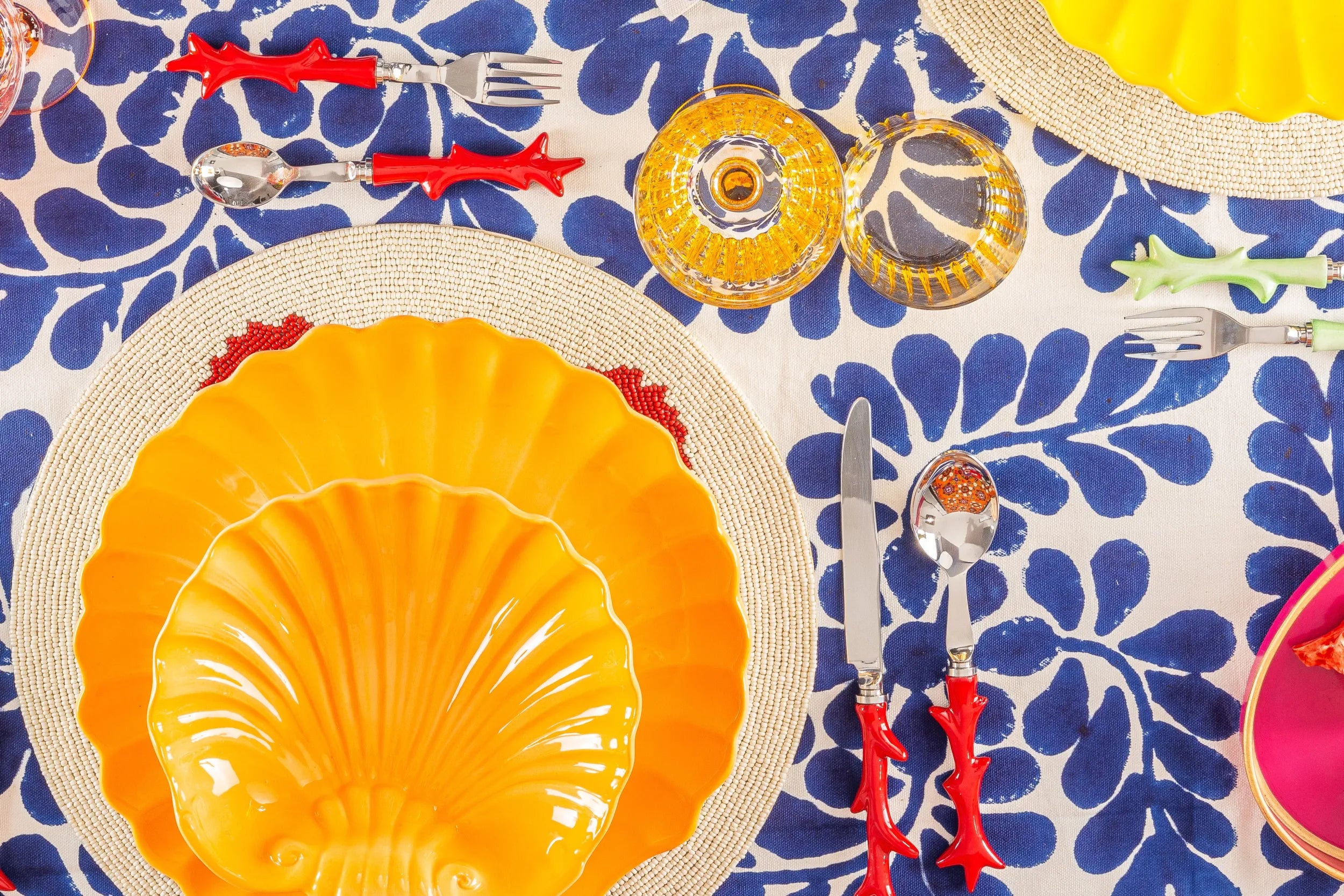 SET CUBIERTOS CORAL ROJO
