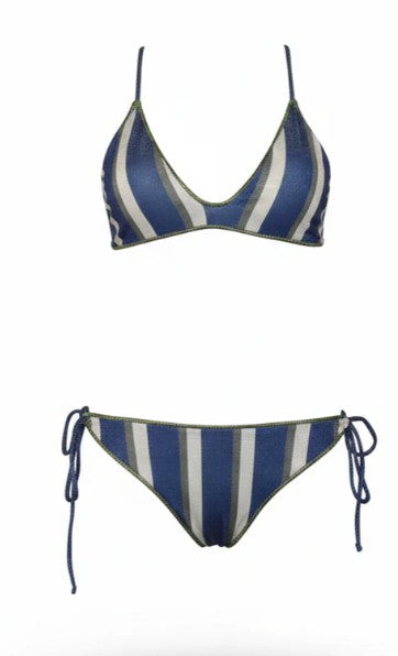 BK Top "V" Lurex Stripes indigo