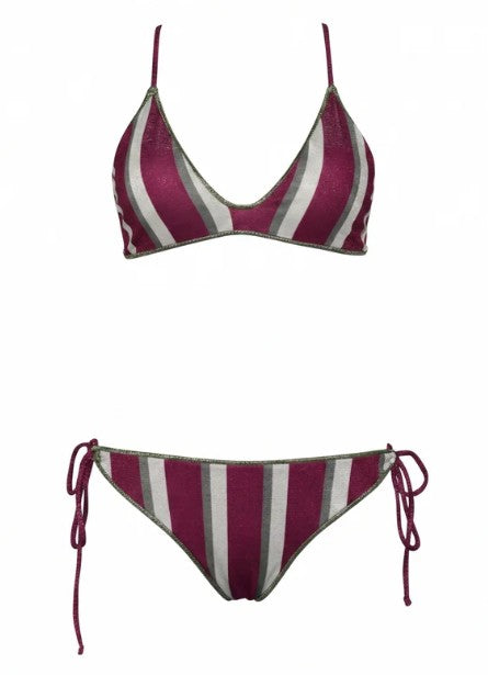 BK Top "V" Lurex Stripes granate