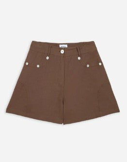 Shorts Botones Nácar Marrón
