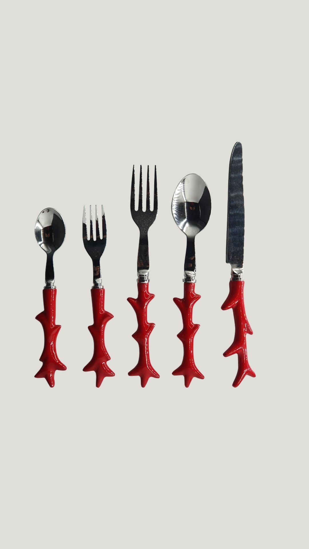 SET CUBIERTOS CORAL ROJO