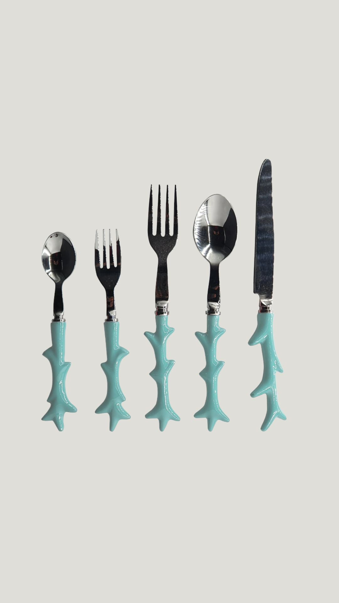 SET CUBIERTOS CORAL TURQUESA