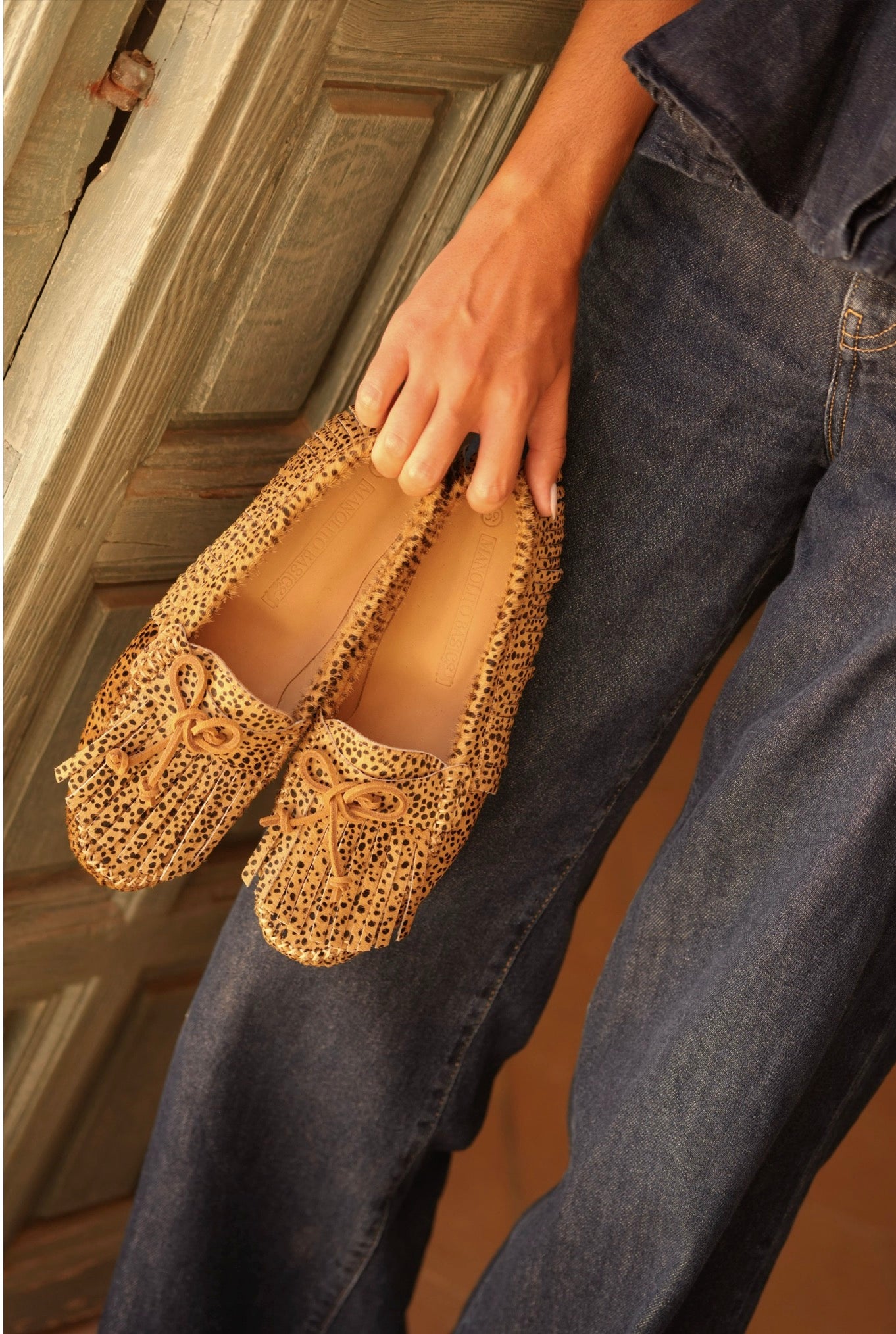 Mocasines de piel topos