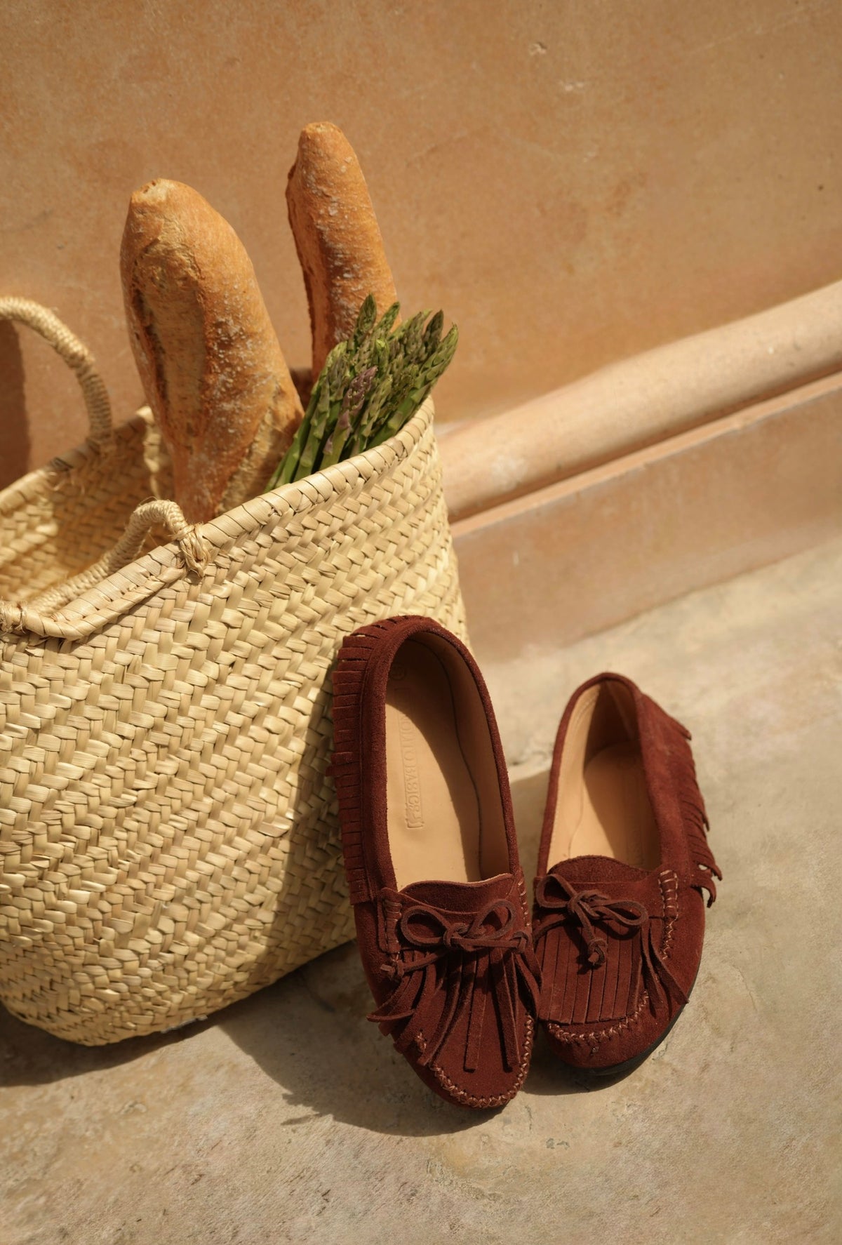 Mocasines ante  flecos Terracota