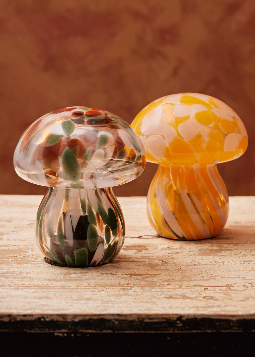 Lampara seta verde y marrón