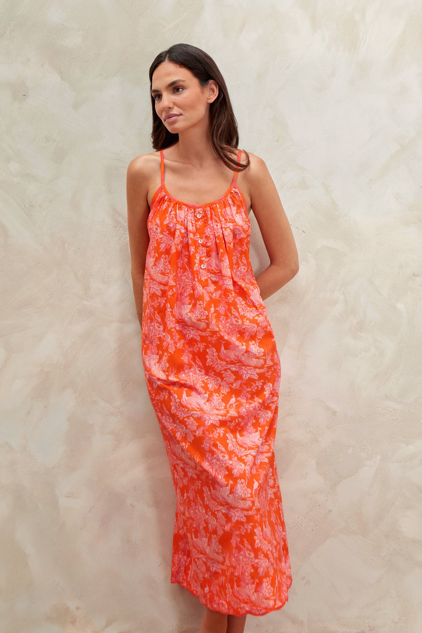 Camisón Peacock coral