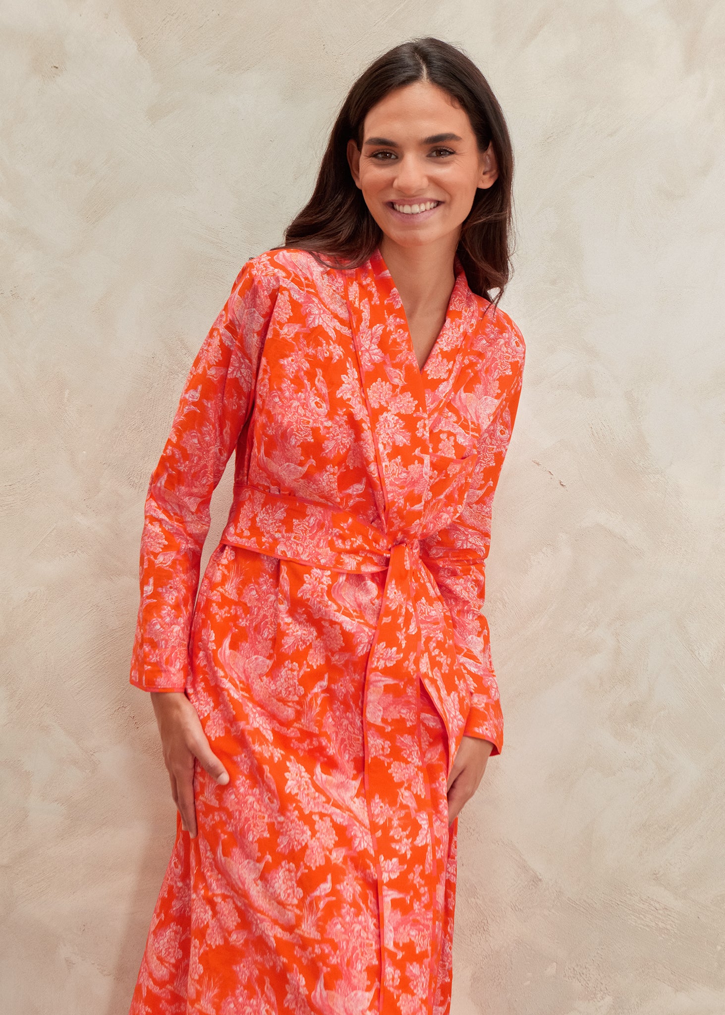 Kimono peacock coral