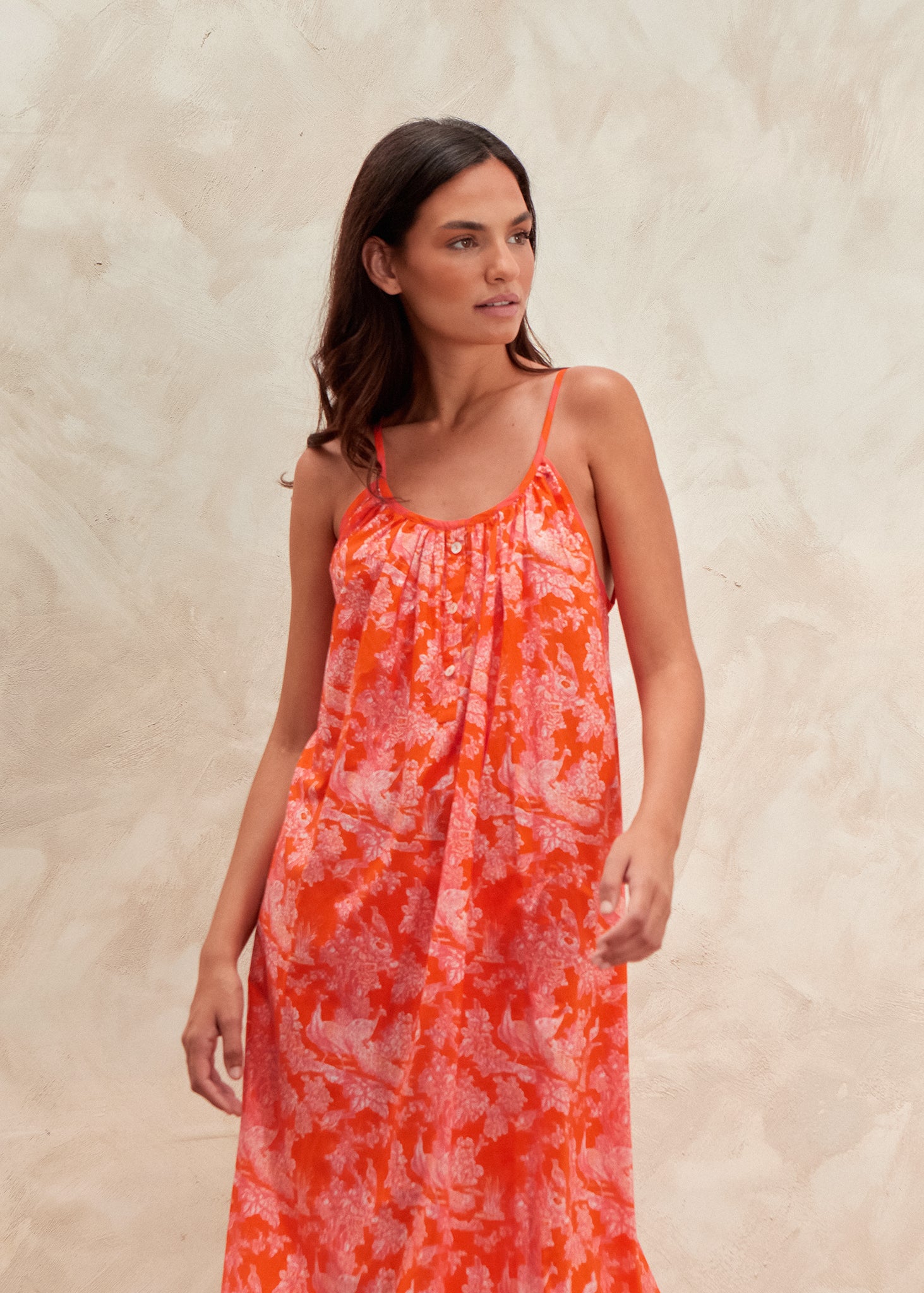 Camisón Peacock coral