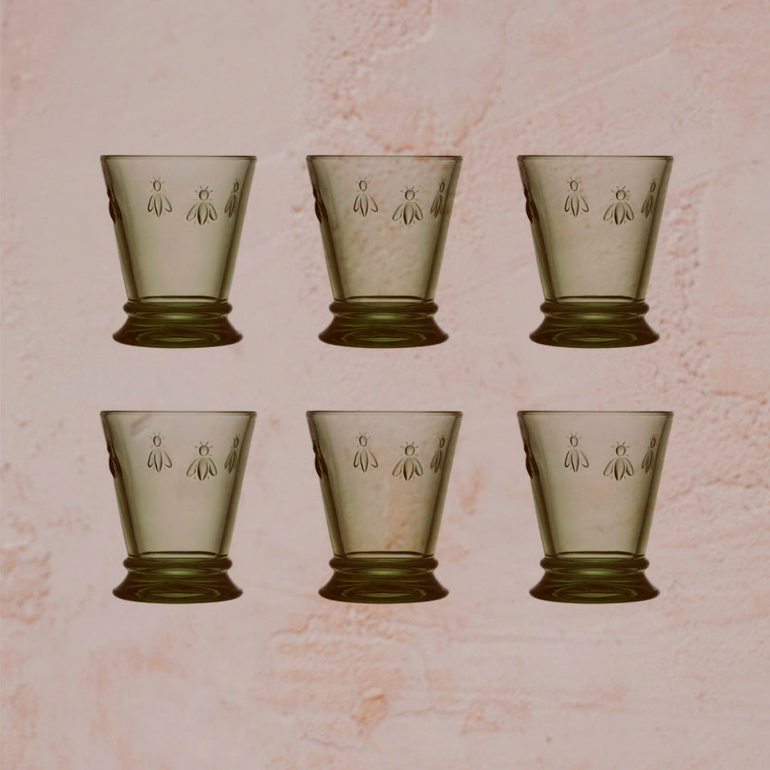 PACK 6 VASO GOBELET ABEILLE VERT OLIVE