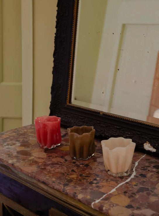 Porta velas cristal marrón