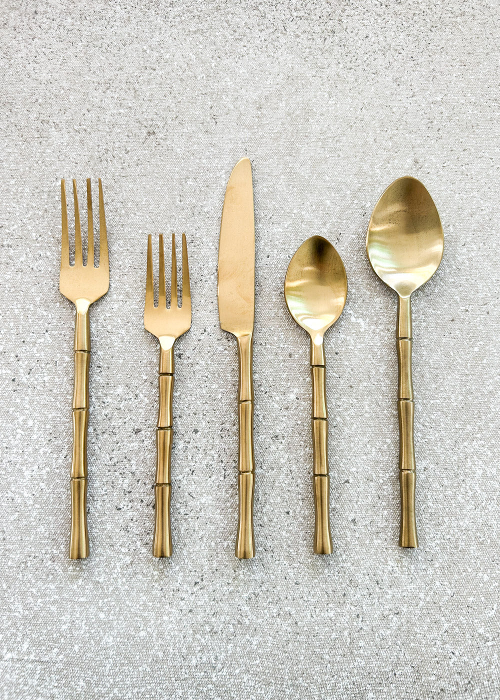 SET CUBIERTOS BAMBU DORADOS
